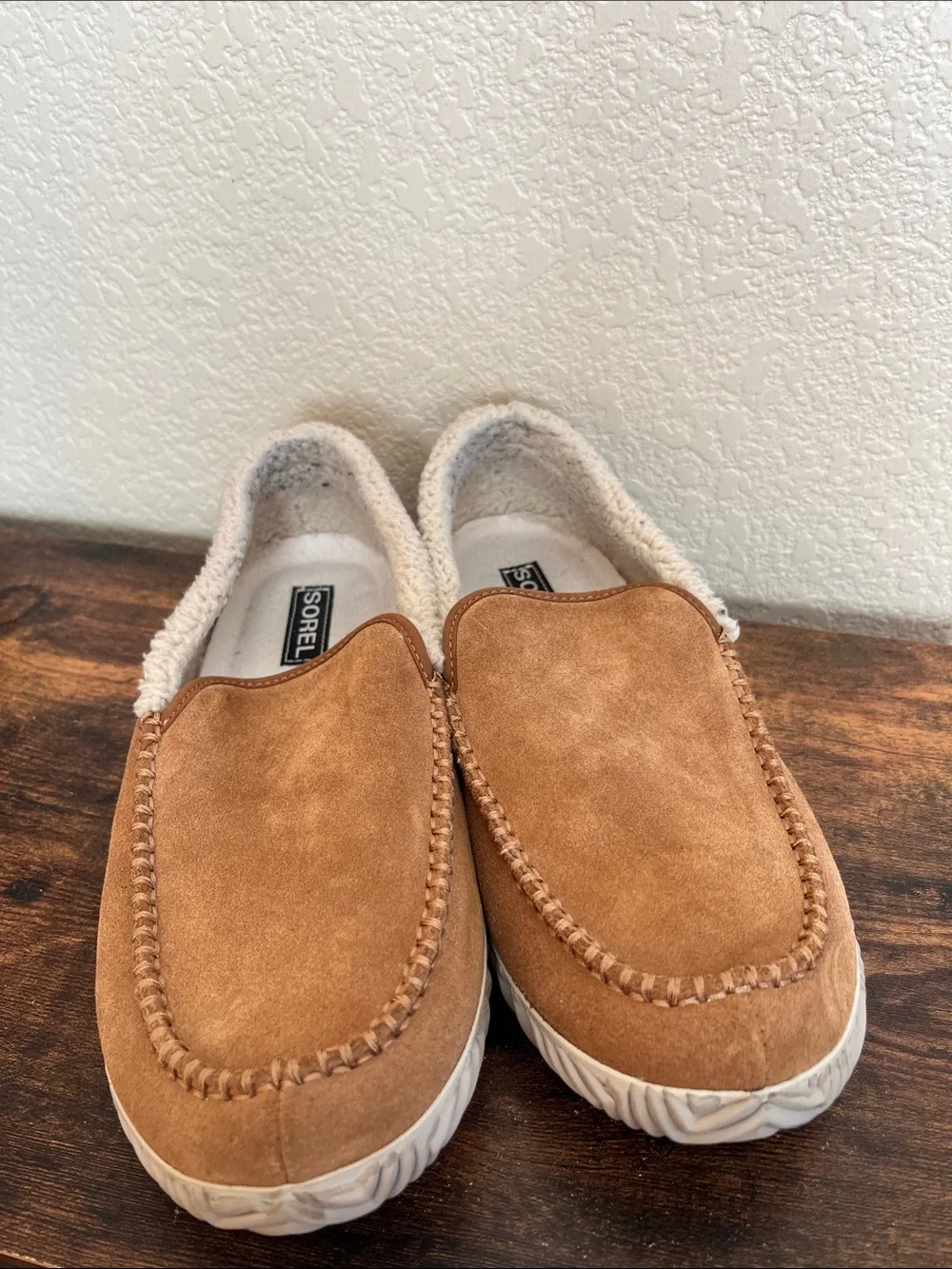 Sorel Dude Moc slippers with rubber soles